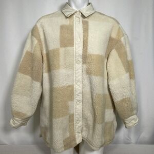 Levi Strauss Elodie Sherpa Oversized Fleece Checkered Jacket Women's XL